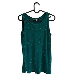 LOFT‎ Womens Green Floral Print Sleeveless Pleated Tank Top Size XS